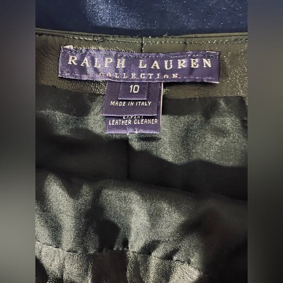 Ralph Lauren Lambskin Skirt - Purple Label - Cream and Black - Size Large - Sz 6 - Picture 6 of 12